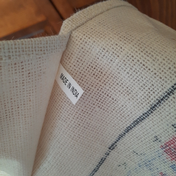 NWOT Vintage Florida graphic wood handle woven large reusable tote beach bag - Picture 8 of 9